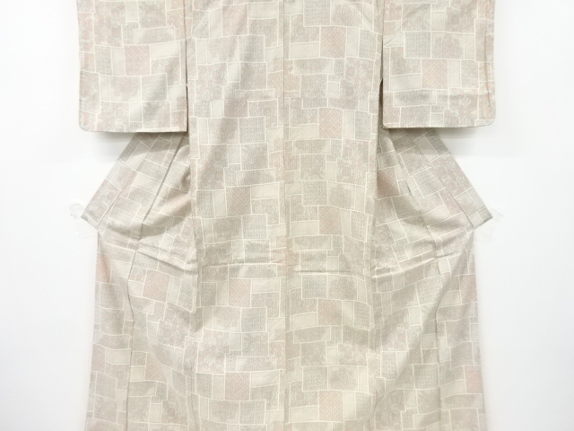 JAPANESE KIMONO / ANTIQUE KIMONO / SILK / HAND WOVEN TSUMUGI / SHIKISHI & FLORAL CREST